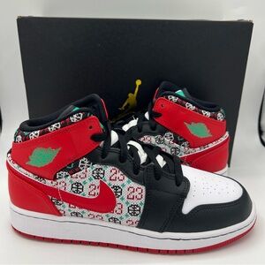 NWB Air Jordan 1 Mid GS SE Ugly Christmas Sweater/ Holiday 2021 Sneakers